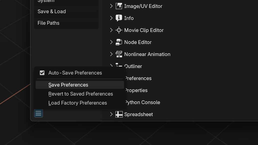 Save prefferences button